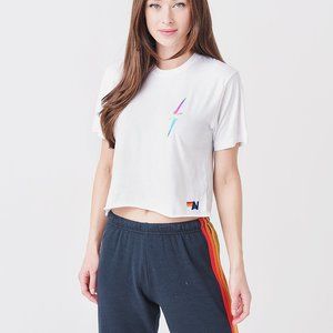 Aviator Nation Boyfriend Tee Rainbow Bolt Size M  NWT